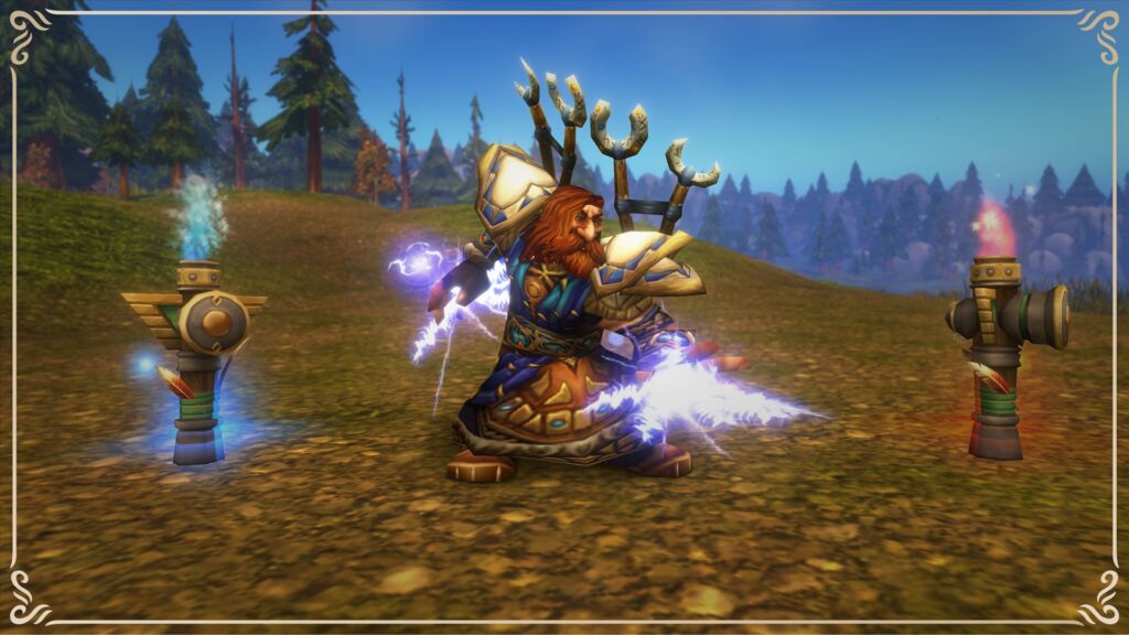 Dwarf character using new powers in World of Warcraft Forever