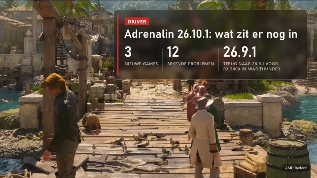 Haven in Assassin's Creed Black Flag Resynced met de melding over Adrenalin 26.10.1: 3 nieuwe games, 12 bekende problemen, 26.9.1 voor RX 5000 in War Thunder