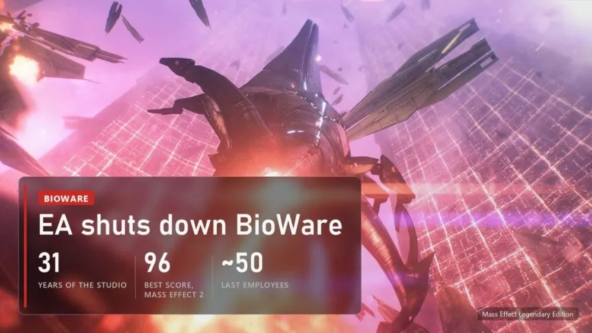 A Reaper over Earth in Mass Effect Legendary Edition with a plate: EA shuts down BioWare after 31 years