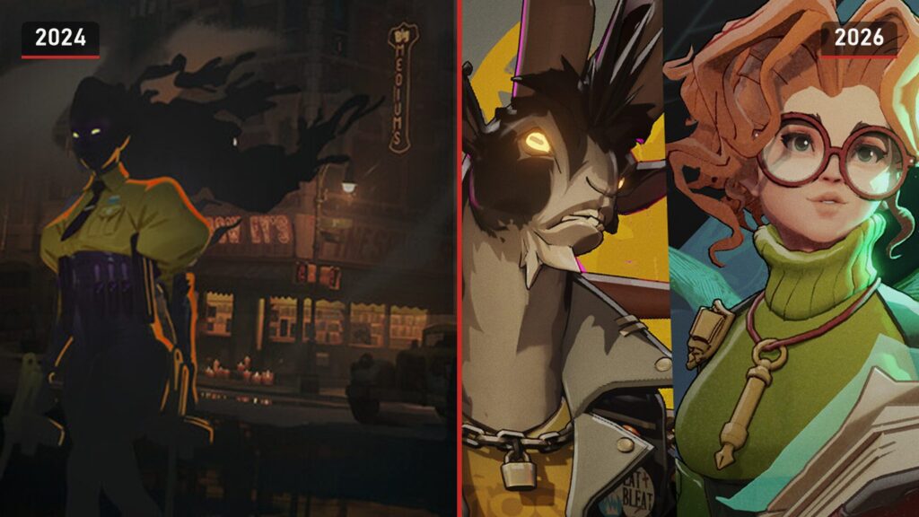 Collage: Deadlock's 2024 capsule art and the 2026 hero art