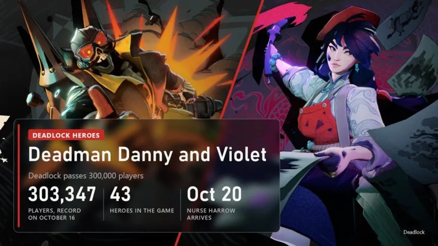 Deadman Danny and Violet, the new Deadlock heroes, with the 303,347 player record