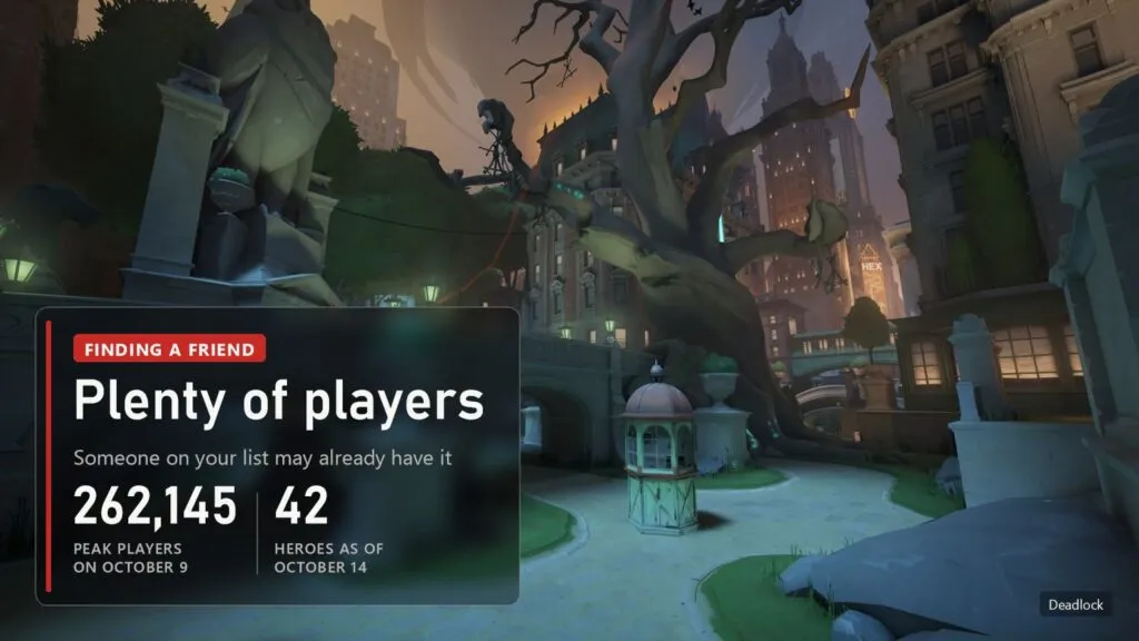 Central Park on the Deadlock map, overlay with the 262,145 player record