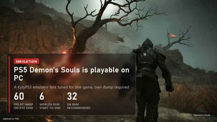 PS5 Demon's Souls on PC in a KytyPS5 emulator fork, 60 fps at 1440p
