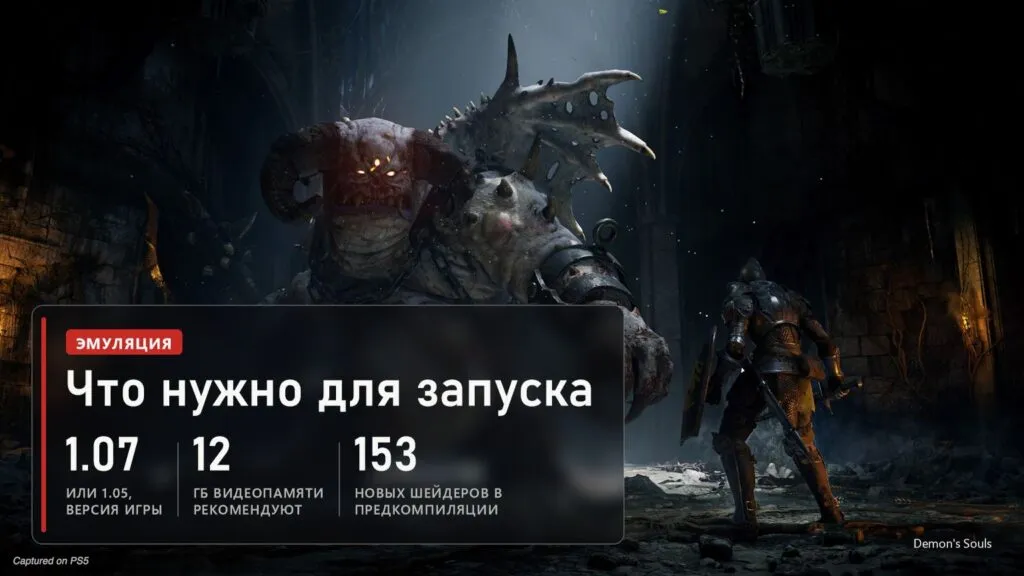 Demon's Souls: версии игры 1.07 и 1.05, 12 ГБ видеопамяти, предкомпиляция шейдеров