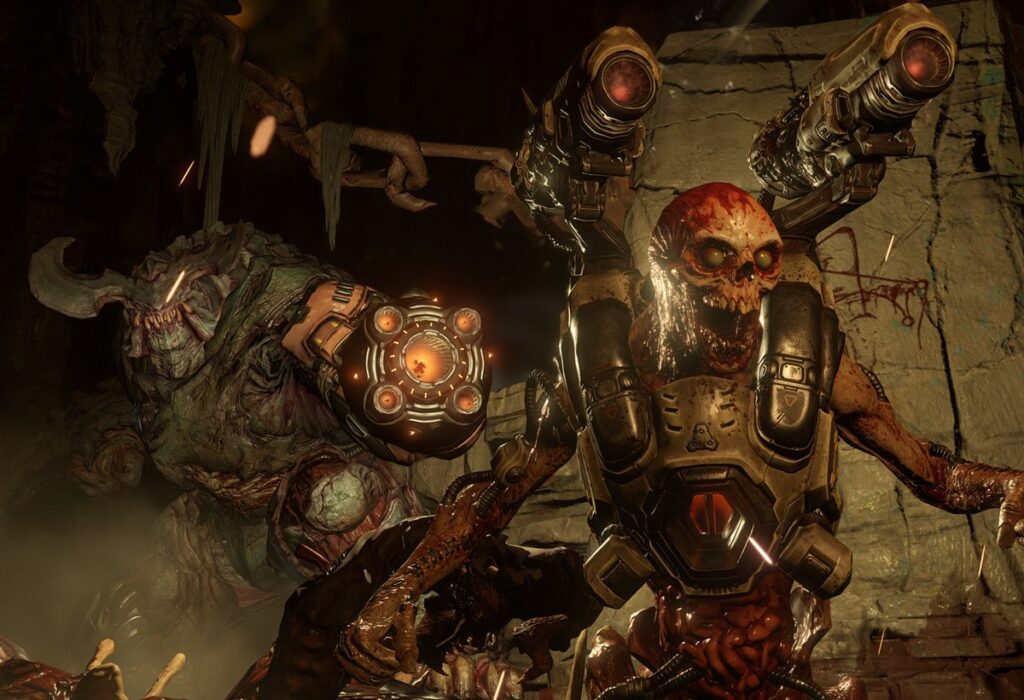 Перестрелка с демонами в DOOM 2016 года