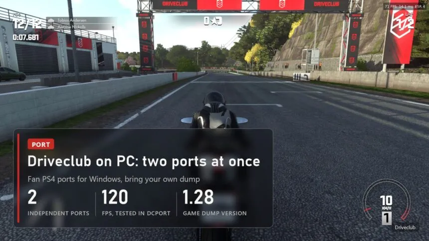 Driveclub on PC: two fan ports without an emulator, up to 120 fps
