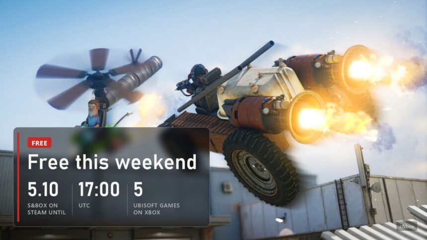 s&box flying contraption with jet engines, free weekend cover