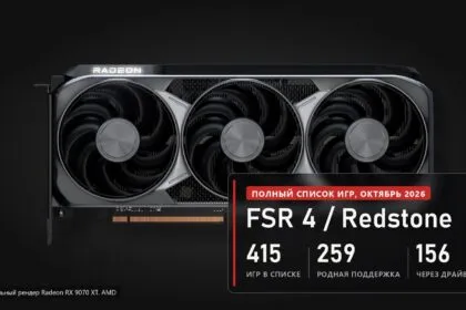 Список игр с FSR 4 и Redstone, октябрь 2026: 415 игр, 259 с родной поддержкой, 156 через драйвер