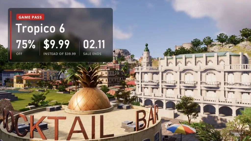A cocktail bar and a palace on the island in Tropico 6