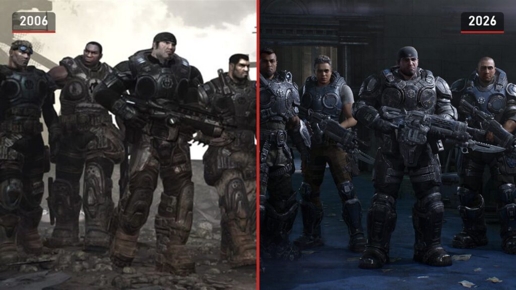 Delta Squad in Gears of War 2006 and in Gears of War: E-Day 2026