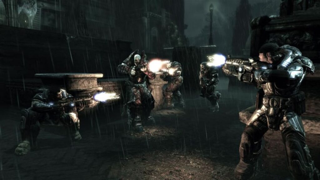 Gears of War 2006, Delta Squad fighting in the rain