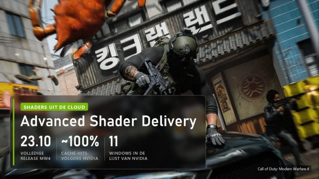 Advanced Shader Delivery in Call of Duty: Modern Warfare 4: volledige release 23.10, bijna 100% cache-hits volgens NVIDIA, Windows 11 in de lijst van NVIDIA