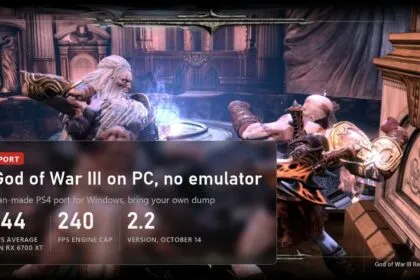 God of War III Remastered fan PC port, 144 FPS average