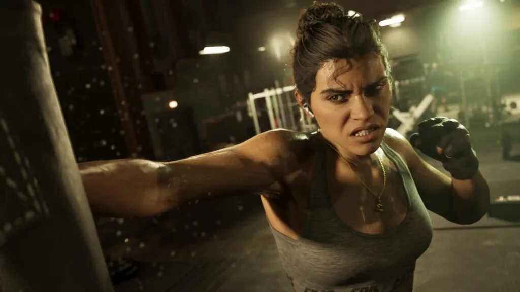 Lucia in a fight in Grand Theft Auto VI