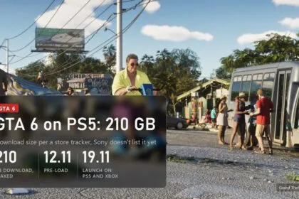 GTA 6 on PS5: 210 GB download, pre-load November 12, launch November 19
