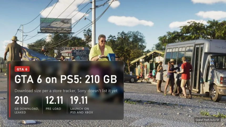 GTA 6 on PS5: 210 GB download, pre-load November 12, launch November 19