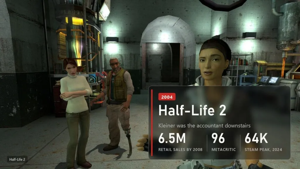 Alyx, Eli and Kleiner in the lab in Half-Life 2