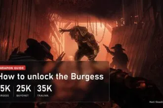 Hunters fighting a monster in a red-lit tunnel in Hunt: Showdown 1896, Burgess unlock guide cover