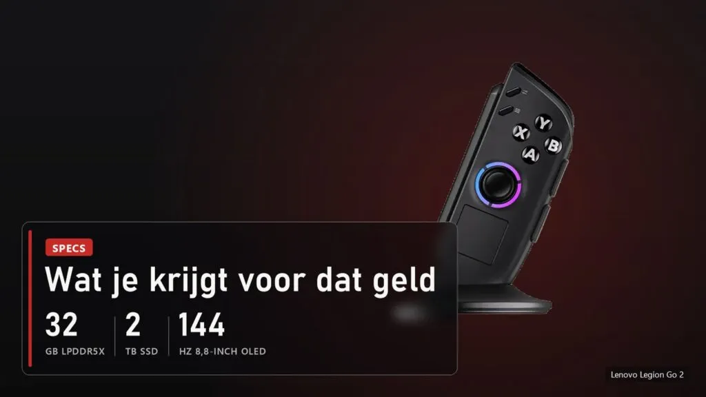Lenovo Legion Go 2: 32 GB LPDDR5X, 2 TB SSD, 8,8-inch OLED met 144 Hz