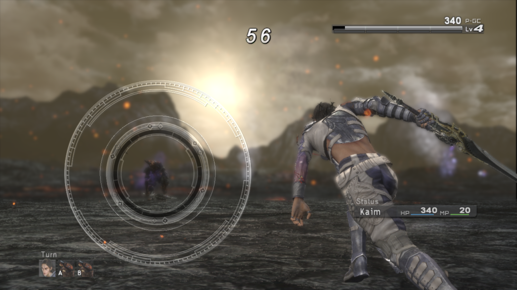 Kaim attacking with the Ring timing interface in the Lost Odyssey PC port