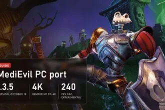 Sir Daniel Fortesque in the MediEvil PS4 remake, now on PC through a fan port: version 1.3.5, render up to 4K, experimental 240 FPS cap