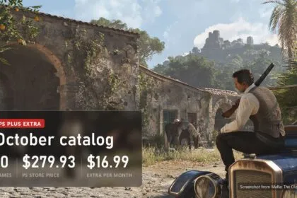 PS Plus Extra October 2026 catalog: Enzo from Mafia: The Old Country sits on a vintage car in a Sicilian village