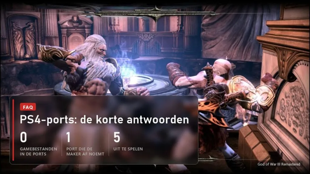 God of War III Remastered: veelgestelde vragen over PS4-ports, geen gamebestanden, 1 port af, 5 uit te spelen