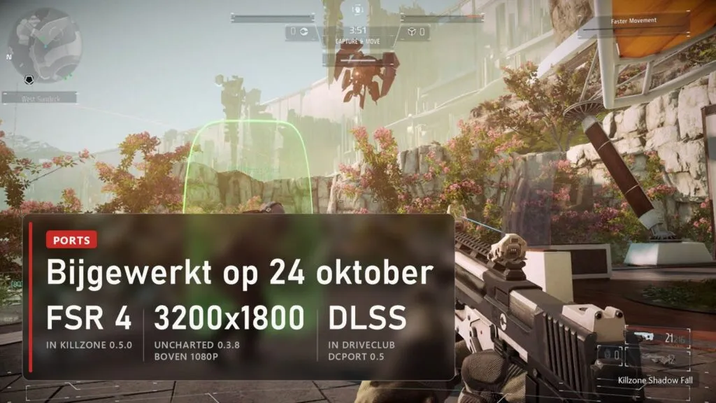 Killzone Shadow Fall: bijgewerkt op 24 oktober, FSR 4 in Killzone 0.5.0, Uncharted boven 1080p, DLSS in Driveclub
