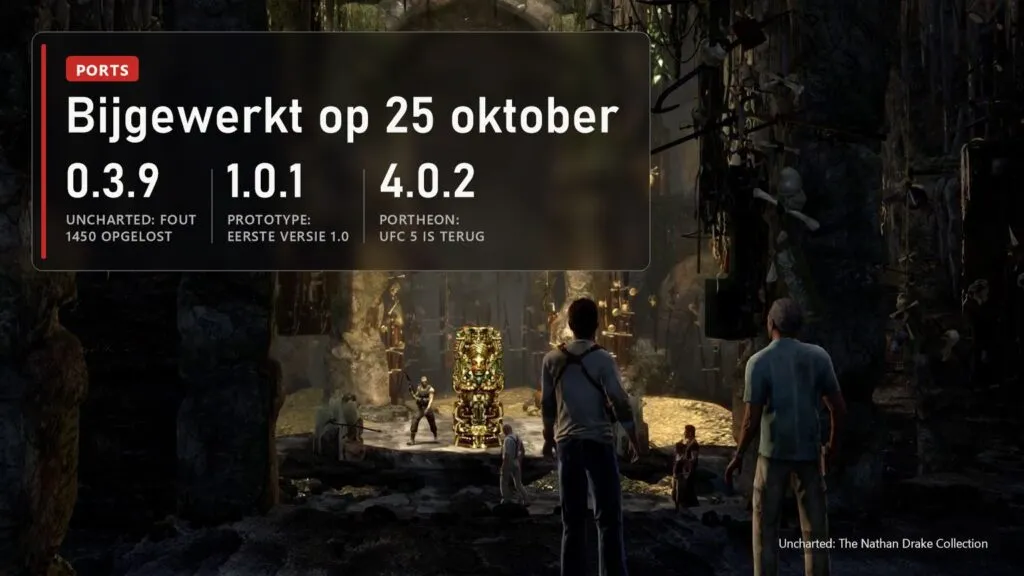 Uncharted: The Nathan Drake Collection, fanports voor pc bijgewerkt op 25 oktober: Uncharted 0.3.9, PROTOTYPE 1.0.1, PORTHEON 4.0.2