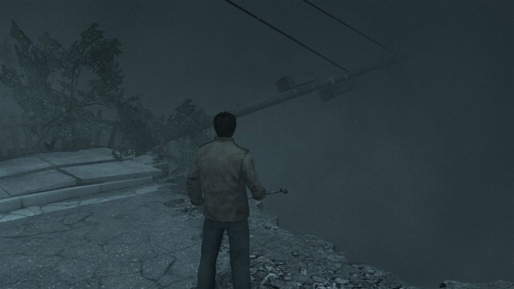 Алекс Шепард на туманной улице в Silent Hill: Homecoming