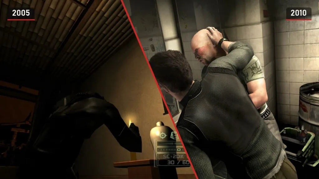 Сэм Фишер в Chaos Theory 2005 года и допрос в Conviction 2010 года