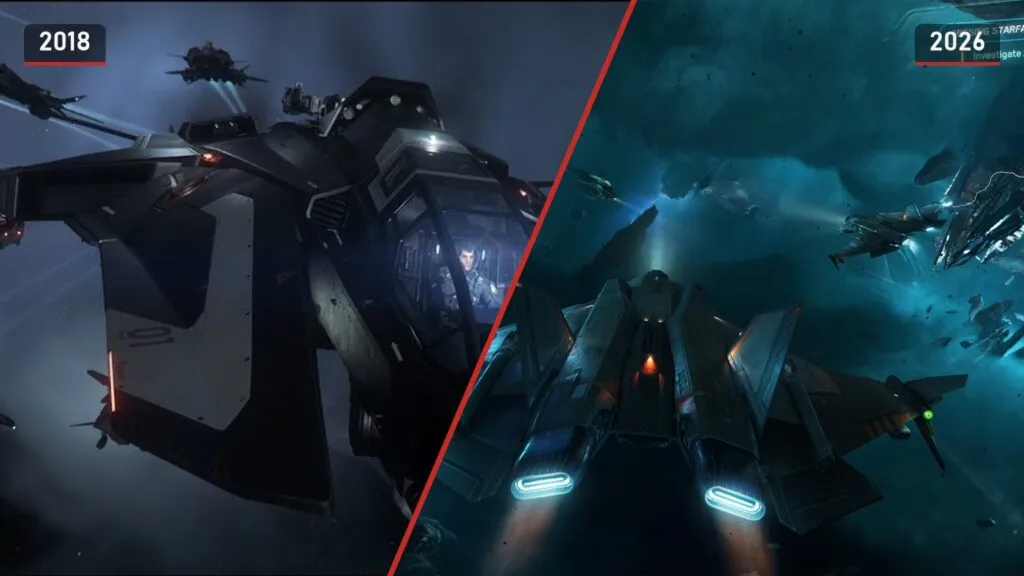Squadron 42: кадр тизера 2018 года и скриншот 2026 года