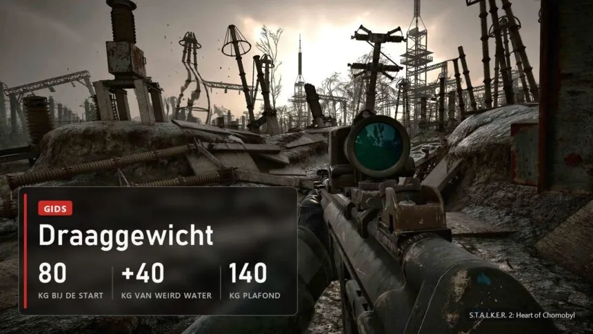Draaggewicht verhogen in Stalker 2: Weird Water geeft 40 kg, maar 140 is het plafond