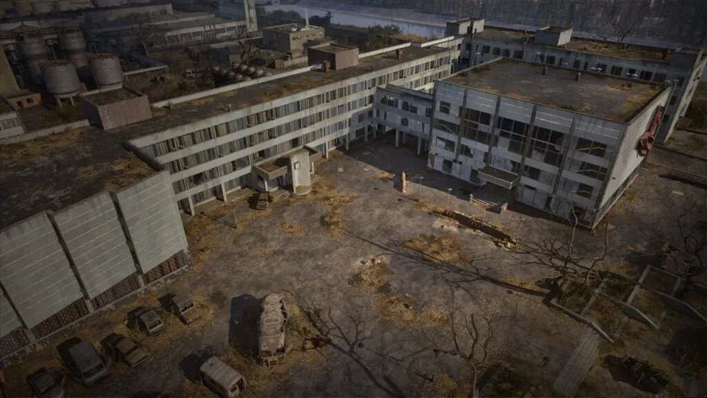Abandoned buildings under an overcast sky in S.T.A.L.K.E.R. 2