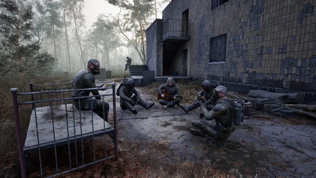 Stalkers resting in a room in S.T.A.L.K.E.R. 2