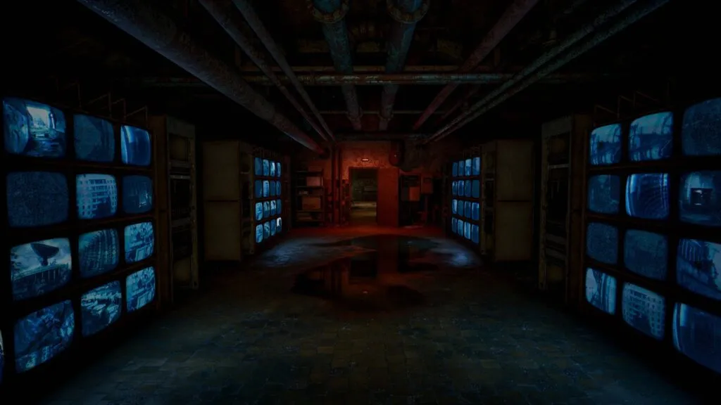 A room full of monitors in S.T.A.L.K.E.R. 2: Heart of Chornobyl