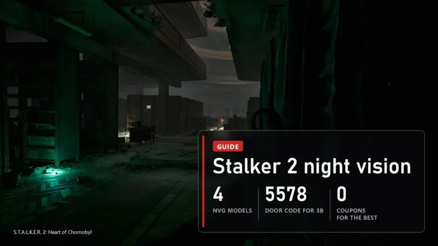 Stalker 2 night vision: the best NVGs are free in Yantar behind door code 5578