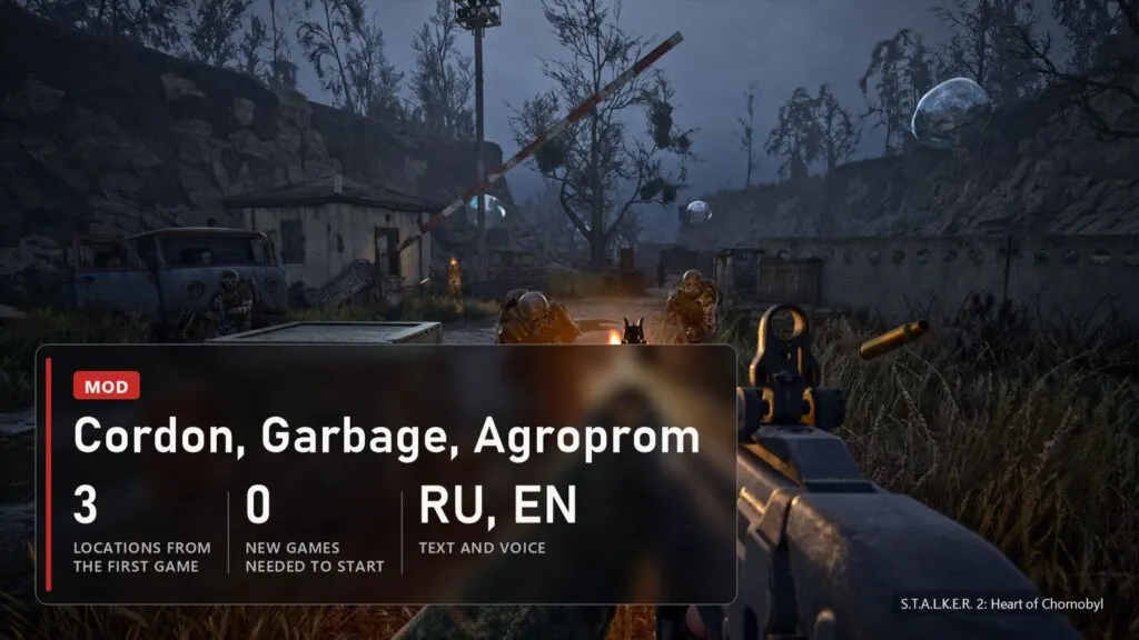 S.T.A.L.K.E.R. 2 mod: Cordon, Garbage and Agroprom done, Russian and English