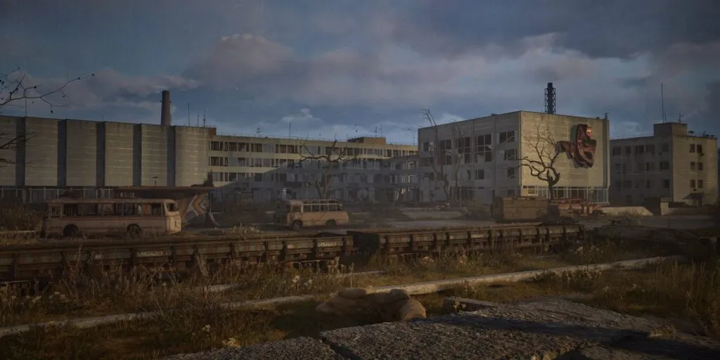 A panorama of an abandoned city in S.T.A.L.K.E.R. 2