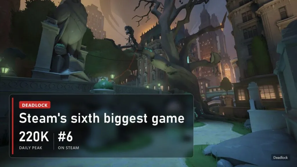 Deadlock: 220,000 concurrent players in 24 hours, sixth on Steam