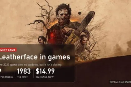 Cover: illustrated art of Leatherface with a chainsaw in front of the Family house, every Texas Chain Saw Massacre game