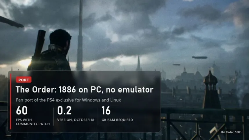 The Order: 1886 fan PC port without an emulator, 60 fps with a patch