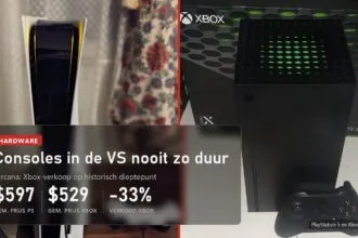 Gemiddelde prijs in de VS 597 dollar voor PlayStation en 529 voor Xbox, Xbox-verkoop min 33 procent