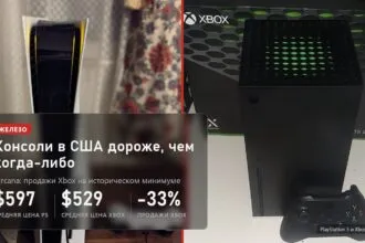 Средняя цена PlayStation в США 597 долларов, Xbox 529 долларов, продажи Xbox упали на 33 процента