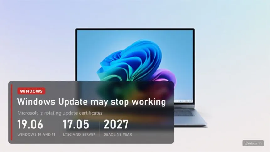 Windows Update may stop working: deadlines June 19 and May 17, 2027