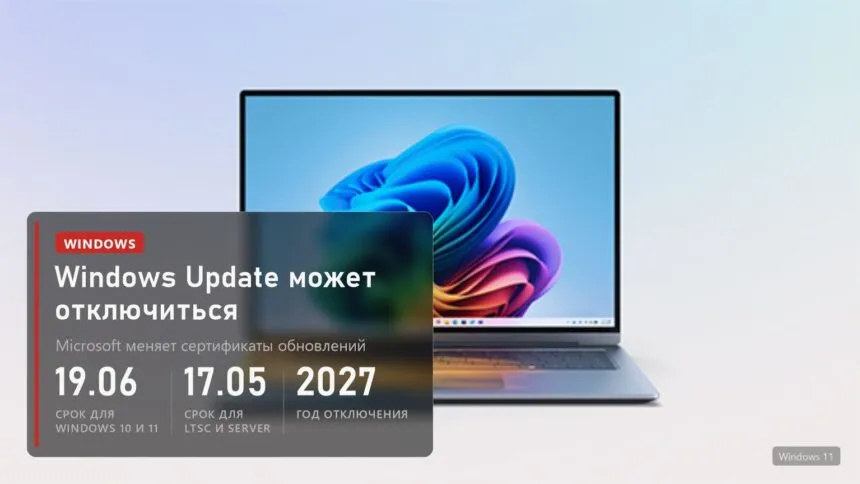 Windows Update может отключиться: сроки 19 июня и 17 мая 2027 года