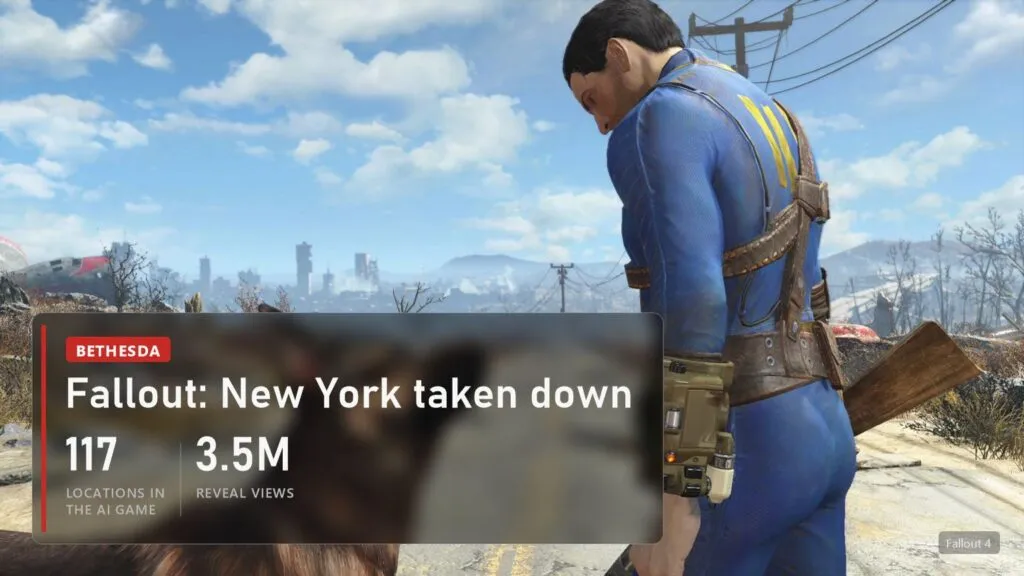Fallout 4, the AI-made Fallout: New York with 117 locations was taken down after a ZeniMax notice